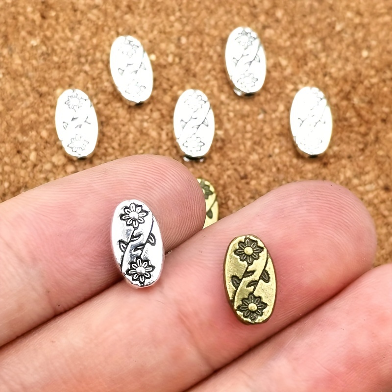 Flower Oval Charm Spacer Beads for DIY Handmade Jewellery